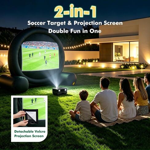 10FT 2-in-1 Inflatable Soccer Dart Board for Adult with Built-in Electric Blower, Dual Use Kick Dart Game & Backyard Outdoor Movie Projection Screen,20+ Game Modes for Yard Party Carnival in Kuwait