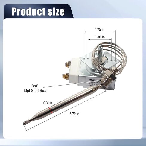 RX-2-24 Thermostat Replacement for Fryer 3/8" Mpt Stuff Box Compatible with Rx-2-24 Atosa 301030004, Robert Shaw 5300-402, Adcraft Deep Fryer 3/8" Mpt Stuff Box, Rx Series Millivolt Thermostat in Kuwait