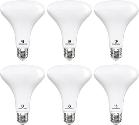 لمبة إضاءة LED Great Eagle Lighting BR30، 9.5 وات (ما يعادل 75 وات)، قابلة للتعتيم، 850 لومن، ضوء نهاري 5000 كلفن، ارتفاع CRI 90+، قاعدة E26، ضوء فيضانات داخلي للعلب المريحة، مدرج في قائمة UL، 6 عبوات in Kuwait