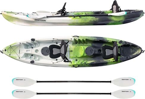 DRIFTSUN Teton 120 Hard Shell Kayak, 2 or 3 Person Sit On Top Fishing Kayak with 2 EVA Padded Seats in Saudi Arabia