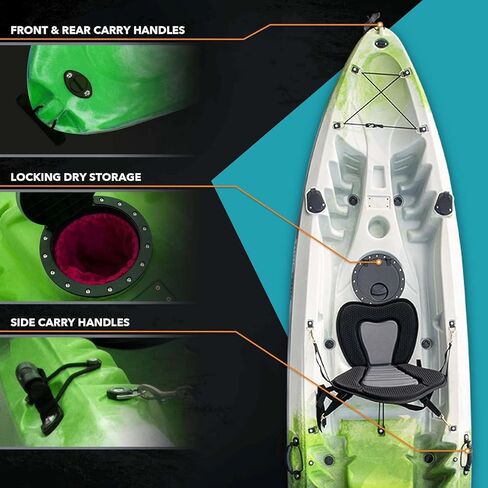 DRIFTSUN Teton 120 Hard Shell Kayak, 2 or 3 Person Sit On Top Fishing Kayak with 2 EVA Padded Seats in Saudi Arabia