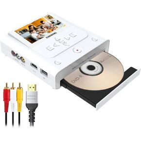 VHS to DVD Recorder, VHS to DVD Converter Machine, Convert VHS,VCR,Camcorder to DVDs,USB,SD Card,Smart Phone WiFi to DVDs,USB,SD,HDD Copy【VHS/Tapes/DVD Player Not Included】（White） in Saudi Arabia