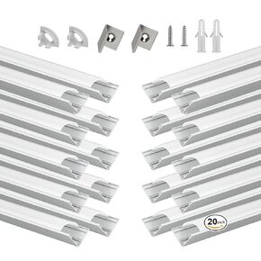 BTF-Lighting 20 pack 1.64ft/0.5m على شكل حرف V ، نظام قناة الألومنيوم LED أسود على شكل V مع عدسة غطاء سوداء ، وموزع ملف تعريف مسار المسار من الألومنيوم لمدة 8/10/12 مم SMD/FCOB LED أضواء الشريط (لا LED) in Kuwait
