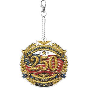 Diamond Art Keychain 250th Anniversary of American Independence Day Key Chain Double Sided for Backpack Charm in Saudi Arabia