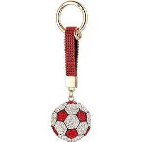 AsAlways Bling Soccer Keychain for Women Men World Cup Soccer Ball Key Ring with Crystal Strap Car Keychain Soccer Fan Gift in Kuwait