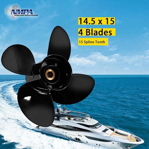 مروحة VIF 14 1/2 × 15 4 شفرات تناسب محركات ياماها 150-300 حصان مع مجموعة من أدوات التثبيت in Kuwait
