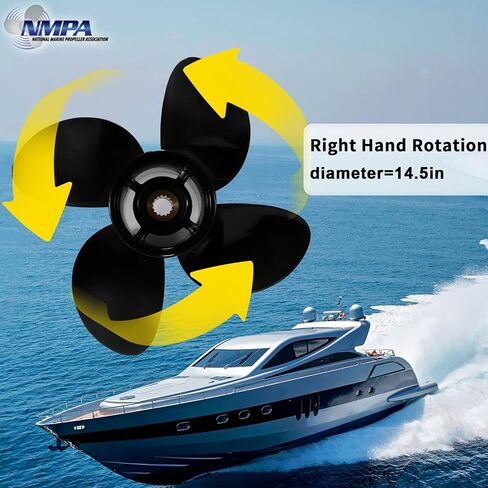 مروحة VIF 14 1/2 × 15 4 شفرات تناسب محركات ياماها 150-300 حصان مع مجموعة من أدوات التثبيت in Kuwait