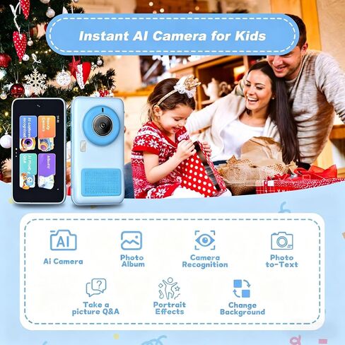 Kids AI Digital Camera with Everything Recognition, 5G/2.4G WiFi Dual Lens Camera for Girls Boys Ages 4-12, 4" Touch Screen LCD, Ideal Birthday(Blue) in Saudi Arabia