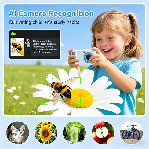Kids AI Digital Camera with Everything Recognition, 5G/2.4G WiFi Dual Lens Camera for Girls Boys Ages 4-12, 4" Touch Screen LCD, Ideal Birthday(Blue) in Saudi Arabia