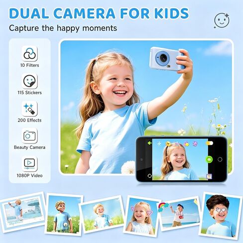 Kids AI Digital Camera with Everything Recognition, 5G/2.4G WiFi Dual Lens Camera for Girls Boys Ages 4-12, 4" Touch Screen LCD, Ideal Birthday(Blue) in Saudi Arabia