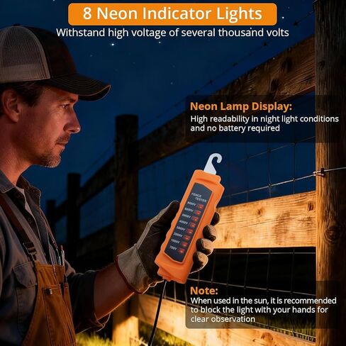 Neoteck 700-8000V جهاز اختبار الجهد الكهربي للسياج، مكتشف عيوب السياج مع 8 أضواء مؤشر نيون، جهاز اختبار السياج المحمول مناسب لاستكشاف أخطاء المزرعة وأسوار المزرعة وإصلاحها in Kuwait