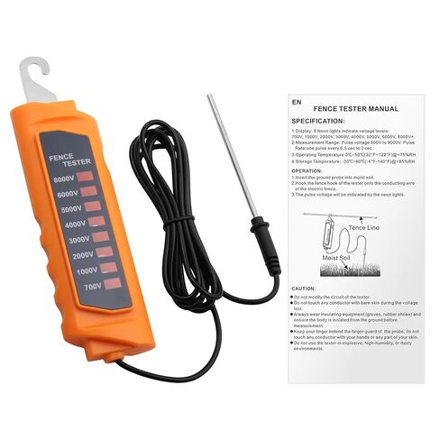 Neoteck 700-8000V جهاز اختبار الجهد الكهربي للسياج، مكتشف عيوب السياج مع 8 أضواء مؤشر نيون، جهاز اختبار السياج المحمول مناسب لاستكشاف أخطاء المزرعة وأسوار المزرعة وإصلاحها in Kuwait