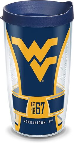كوب Tervis مصنوع في الولايات المتحدة الأمريكية بجدار مزدوج من جامعة ويست فيرجينيا ماونتينيرز معزول يحافظ على المشروبات باردة وساخنة، 16oz، روحي in Kuwait