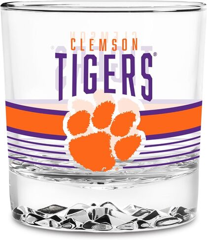 زجاج الصخور 11.5oz من Rico Industries NCAA - كوب زجاجي شفاف ذو قاعدة ثقيلة، زجاج شرب كوكتيل ويسكي متين للبار المنزلي أو المطبخ أو الترفيه in Kuwait