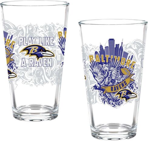 أكواب نصف لتر من Team Sports America NFL Minnesota Vikings سعة 16oz، مجموعة من 2 أكواب بيرة، أدوات شرب لكرة القدم، أكواب زجاجية طويلة للشرب، أدوات الشواء ليوم اللعبة، مجموعة هدايا البار المنزلي للمعجبين in Kuwait