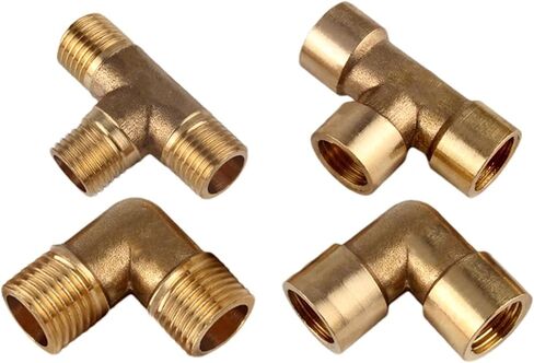 Pneumatic Plumbing Brass Pipe Fitting Male/Female Thread G1/8 G1/4 G3/8 G1/2 Tee Type Copper Fittings 1Pcs(Male-F-M,1/4") in Kuwait