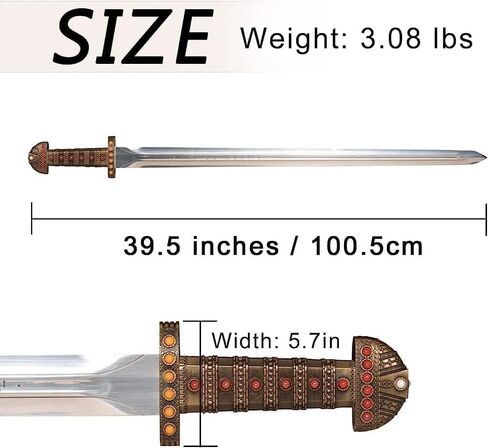 Viking Sword of Ragnar Lothbrok - Viking of Kings The Swords Ironside Sword - Medieval Sword of Viking The Symbol of Kingship for Gift & Role Play (Ragnar Lothbrok Sword) in Kuwait
