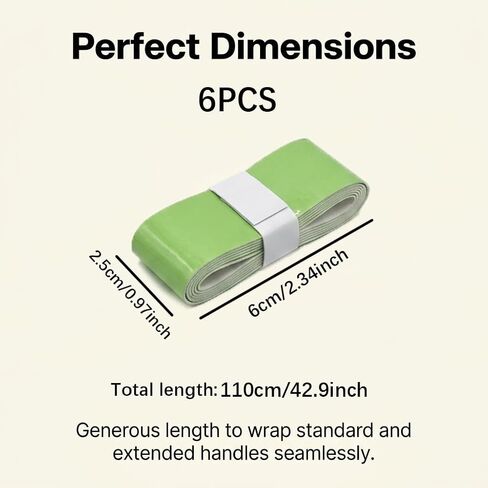 Badminton Racket Grip Tape 6 Pack - Anti Slip Flat Overgrip for Tennis Racket, Pickleball Paddle, Squash Racquet - Super Absorbent Replacement Grip Wrap Accessories in Kuwait