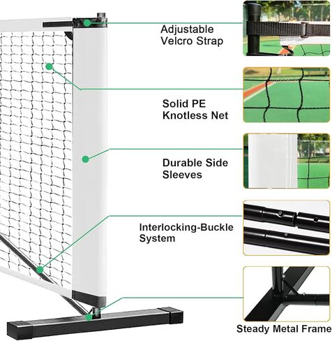 Garvee Outdoor Pickleball Net System, 22FT Regulation Net for Driveway, Backyard, Park, Beach & Camping, Heavy Duty Metal Frame, Portable, Easy Setup, Includes 4 Paddles & Carry Bag in Kuwait