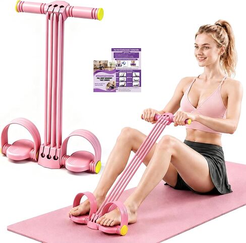 Multifunction Foot Pedal Resistance Bands with Handles, 6-Tube Adjustable Elastic Yoga Exercise Bands, Home Gym Fitness Equipment for Abdomen, Core, Waist, Arm, Leg Stretching in Kuwait