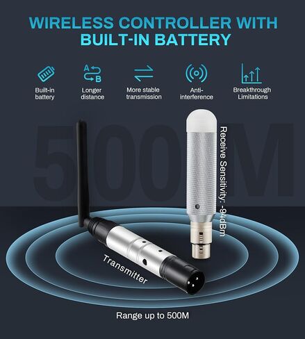 بطارية مدمجة DMX لاسلكية، جهاز استقبال DMX لاسلكي Dj 2.4G، جهاز إرسال DMX512، 5 أجهزة استقبال وجهاز إرسال واحد مع محول حقيبة لإضاءة شريط حفلات الديسكو LED in Kuwait
