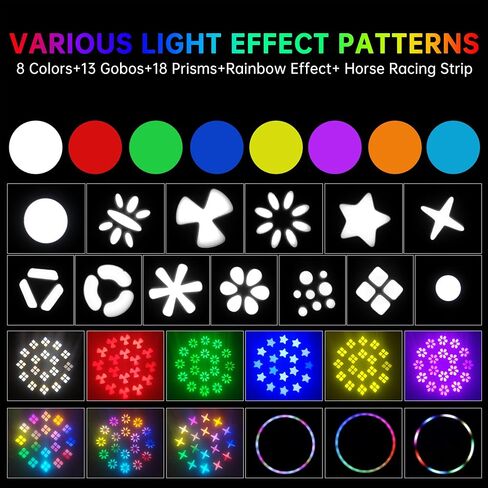 أضواء مسرح DJ برأس متحرك 250 وات، 13 Gobos 8 ألوان، DMX512 | 15 قناة، تنشيط الصوت، تأثير ستروب، أضواء الديسكو، الزفاف، عيد الميلاد، الهالوين، عيد الميلاد، الحفلات، البار، النادي in Kuwait