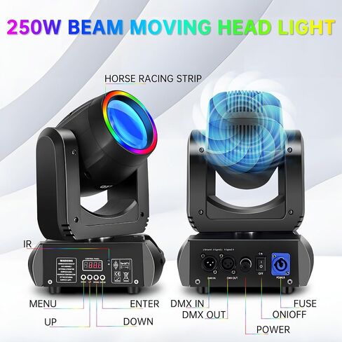 أضواء مسرح DJ برأس متحرك 250 وات، 13 Gobos 8 ألوان، DMX512 | 15 قناة، تنشيط الصوت، تأثير ستروب، أضواء الديسكو، الزفاف، عيد الميلاد، الهالوين، عيد الميلاد، الحفلات، البار، النادي in Kuwait