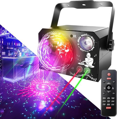 Sound Activated RGB Disco Ball Party Lights, DJ Stage Strobe Light | 64+ Light Patterns, 7-Color RGB, Multi Modes, Birthday, Christmas, Halloween, Gift, Karaoke, Bar, Home Decor, Party Decor in Kuwait