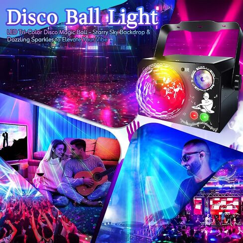 Sound Activated RGB Disco Ball Party Lights, DJ Stage Strobe Light | 64+ Light Patterns, 7-Color RGB, Multi Modes, Birthday, Christmas, Halloween, Gift, Karaoke, Bar, Home Decor, Party Decor in Kuwait