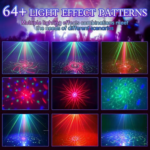 Sound Activated RGB Disco Ball Party Lights, DJ Stage Strobe Light | 64+ Light Patterns, 7-Color RGB, Multi Modes, Birthday, Christmas, Halloween, Gift, Karaoke, Bar, Home Decor, Party Decor in Kuwait
