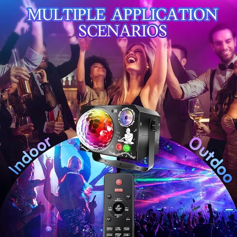 Sound Activated RGB Disco Ball Party Lights, DJ Stage Strobe Light | 64+ Light Patterns, 7-Color RGB, Multi Modes, Birthday, Christmas, Halloween, Gift, Karaoke, Bar, Home Decor, Party Decor in Kuwait