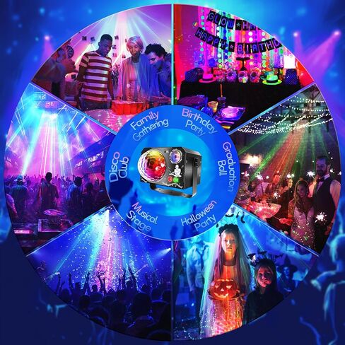 Sound Activated RGB Disco Ball Party Lights, DJ Stage Strobe Light | 64+ Light Patterns, 7-Color RGB, Multi Modes, Birthday, Christmas, Halloween, Gift, Karaoke, Bar, Home Decor, Party Decor in Kuwait