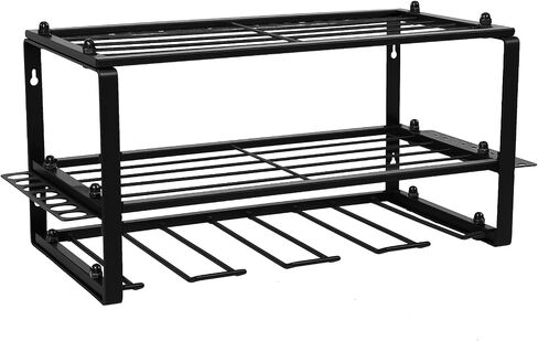 Power Tool Organizer, Small Iron Storage Rack, 3 Layer Metal Wall Mount Shelf Cordless Drill Hanger Storage Rack,Battery Tools Holder,for Garage Organization,Workshop,Pegboard 18x8.2x7.8 Inches in Kuwait