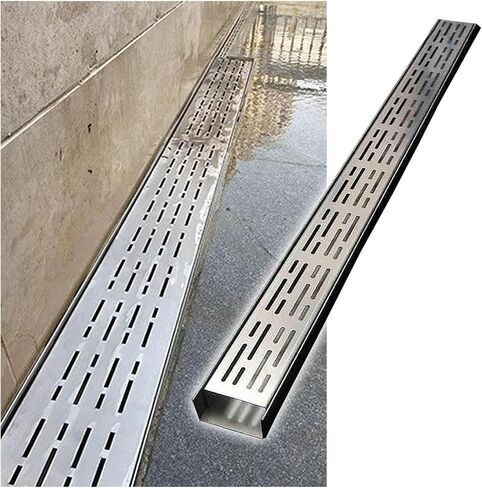 Stainless Steel Trench Cover,304 Stainless Steel Trench Drain Grate Cover - 39.4", 59.1", 78.7" Antirust & Abrasion Resistant Metal Grates for Garden/Farm Channel Drainage (Silver - 3.3 ft) in Kuwait