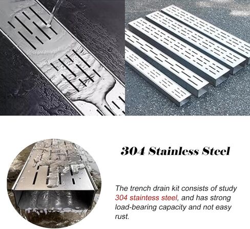 Stainless Steel Trench Cover,304 Stainless Steel Trench Drain Grate Cover - 39.4", 59.1", 78.7" Antirust & Abrasion Resistant Metal Grates for Garden/Farm Channel Drainage (Silver - 3.3 ft) in Kuwait