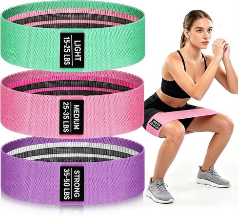OKbulter Resistance Bands for Working Out, 3 Levels Exercise Bands Set for Legs, Hips, Strength Training, Pilates, Yoga and Rehab for Women & Men in Kuwait