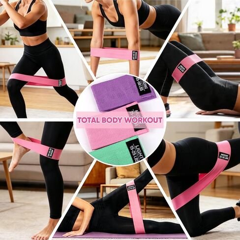 OKbulter Resistance Bands for Working Out, 3 Levels Exercise Bands Set for Legs, Hips, Strength Training, Pilates, Yoga and Rehab for Women & Men in Kuwait