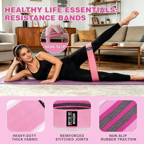 OKbulter Resistance Bands for Working Out, 3 Levels Exercise Bands Set for Legs, Hips, Strength Training, Pilates, Yoga and Rehab for Women & Men in Kuwait