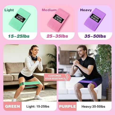 OKbulter Resistance Bands for Working Out, 3 Levels Exercise Bands Set for Legs, Hips, Strength Training, Pilates, Yoga and Rehab for Women & Men in Kuwait