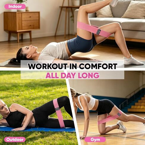 OKbulter Resistance Bands for Working Out, 3 Levels Exercise Bands Set for Legs, Hips, Strength Training, Pilates, Yoga and Rehab for Women & Men in Kuwait