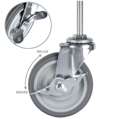 عجلات Finnhomy Caster مقاس 3 بوصات مجموعة من 4 عجلات جذعية ملولبة شديدة التحمل مقاس 5/16 بوصة - 18 × 1-1/2 عجلات صناعية مطاطية دوارة عجلات قفل لرفوف الأسلاك/الأثاث/العربات التي تحمل حمولة 720 رطلًا باللون الرمادي in Kuwait