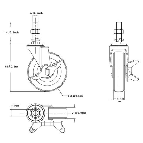 عجلات Finnhomy Caster مقاس 3 بوصات مجموعة من 4 عجلات جذعية ملولبة شديدة التحمل مقاس 5/16 بوصة - 18 × 1-1/2 عجلات صناعية مطاطية دوارة عجلات قفل لرفوف الأسلاك/الأثاث/العربات التي تحمل حمولة 720 رطلًا باللون الرمادي in Kuwait