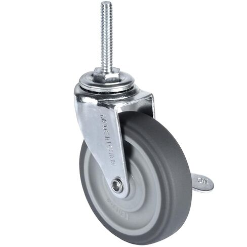 عجلات Finnhomy Caster مقاس 3 بوصات مجموعة من 4 عجلات جذعية ملولبة شديدة التحمل مقاس 5/16 بوصة - 18 × 1-1/2 عجلات صناعية مطاطية دوارة عجلات قفل لرفوف الأسلاك/الأثاث/العربات التي تحمل حمولة 720 رطلًا باللون الرمادي in Kuwait