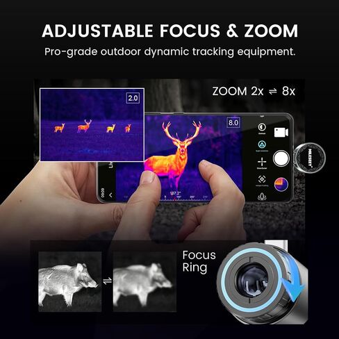 TNV30i Thermal Monocular for USB-C iPhone, iPad & Android, Night Vision Thermal Imaging Camera, 512×384 Super-Resolution 50Hz 20mK 1600-Yard Thermal Infrared Camera for Hunting, Building Detection in Kuwait