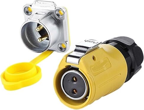 LP-20 Female Male Aviation Plug Socket 2-pin Yellow Reverse IP68 Connector UL | Flange reverse installation in Saudi Arabia