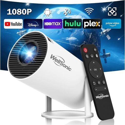 Mini Projector Support 4K, 200 Ansi Outdoor & Home Movie Portable Projector with Wifi6 and 5.2 Bluetooth, Automatic Keystone Correction, 180°Rotatable, Compatible with HDMI USB PC Laptop in Saudi Arabia