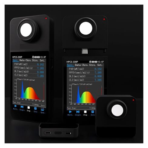 HPCS-330P Handheld Spectrometer with 3.5Inch Display High Precision Color Temperature Illuminometer LUX PAR PPFD Meter for LED Lights High Sensitivity, Low Error in Saudi Arabia