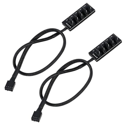 2 قطعة PWM Fan Hub، 4-Pin PWM PC Fan Hub كابل إمداد الطاقة من 1 إلى 5 طرق مقسم لمراوح تبريد الكمبيوتر المكتبي 12 فولت in Kuwait