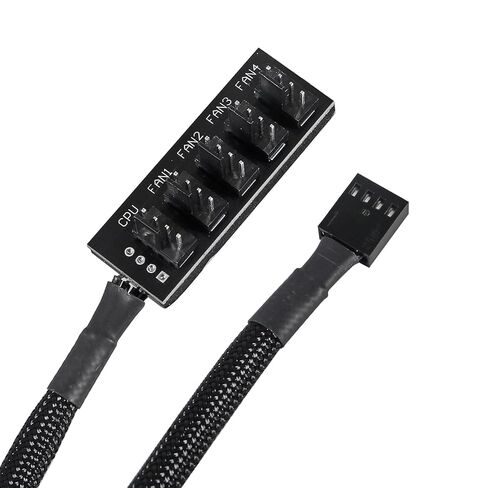 2 قطعة PWM Fan Hub، 4-Pin PWM PC Fan Hub كابل إمداد الطاقة من 1 إلى 5 طرق مقسم لمراوح تبريد الكمبيوتر المكتبي 12 فولت in Kuwait