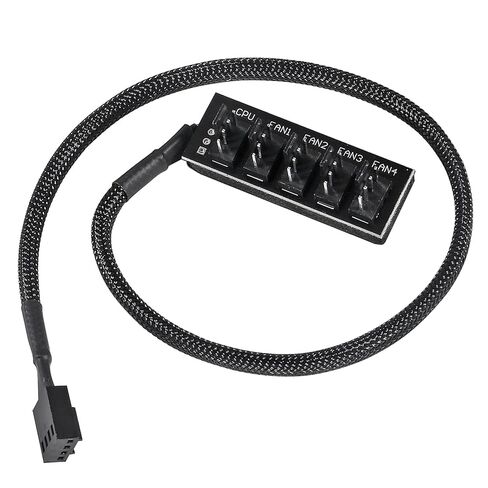 2 قطعة PWM Fan Hub، 4-Pin PWM PC Fan Hub كابل إمداد الطاقة من 1 إلى 5 طرق مقسم لمراوح تبريد الكمبيوتر المكتبي 12 فولت in Kuwait